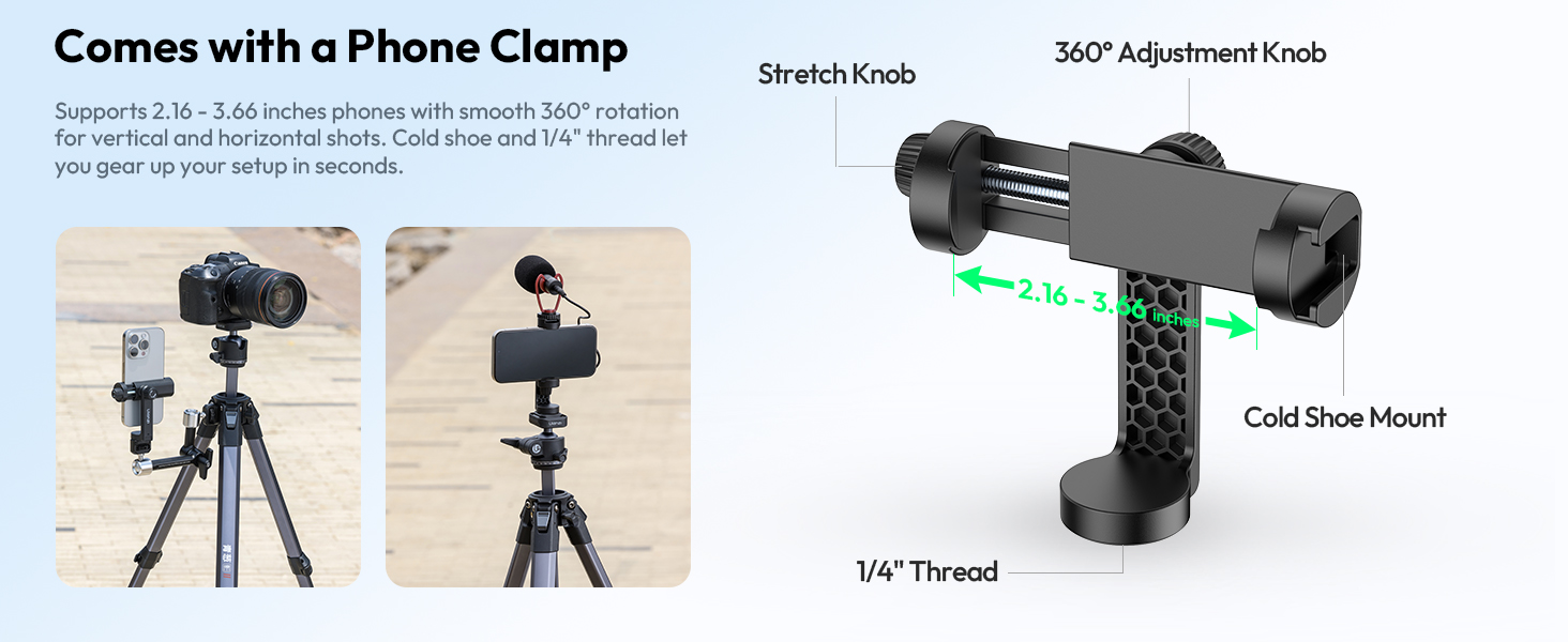 Штатив ULANZI Ombra II 156см з кульковою головкою 360°, компактний туристичний штатив з швидкоїдіючою платформою Uka, тринога для DSLR, Mirrorless камер, смартфонів (вага 1,21 кг, вантажопідйомність 10 кг)