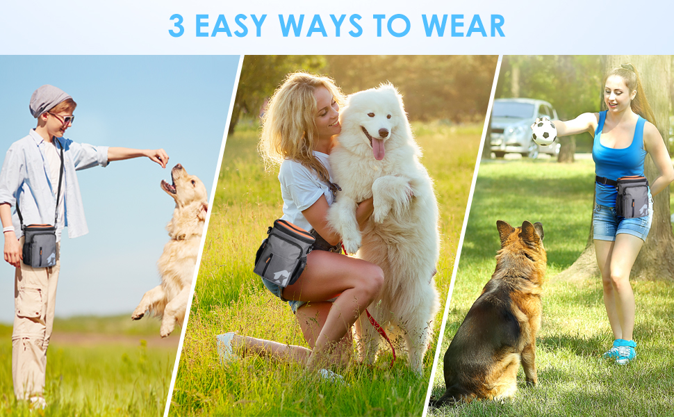 Набір для собак: ласощі Hundeleckerlis, кликер для тренувань, сумка на пояс з дозатором кульок, кишенька для ласощів (сірий/помаранчевий)