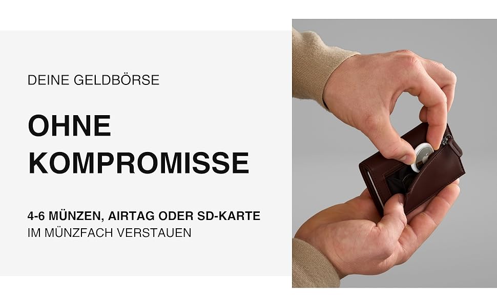 Чоловічий гаманець DAPARA з RFID-захистом | Тонкий гаманець для чоловіків з відділенням для монет | Гаманець-картхолдер на 12 карт | Коричневий гаманець Espresso Mini з натуральної шкіри