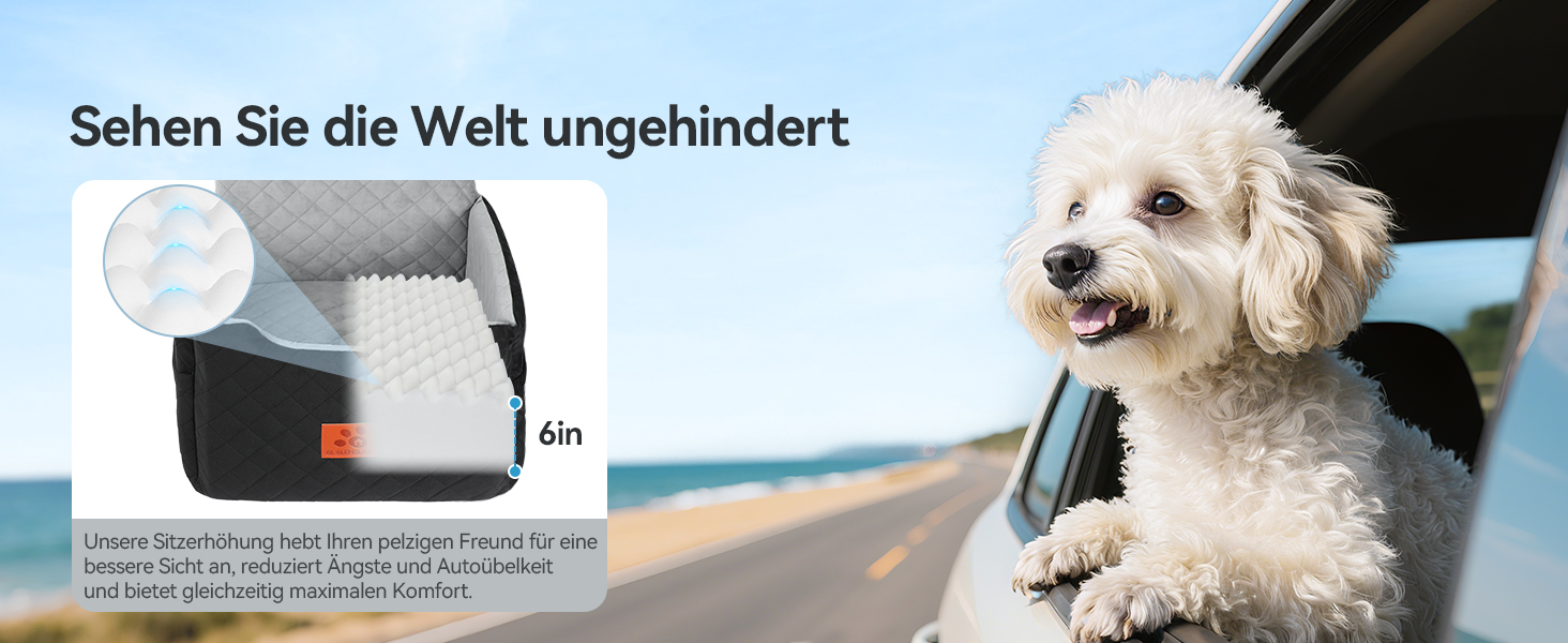 Автокрісло для собак, чорне, до 15 кг, з двома ременями безпеки, знімний та миючий чохол
