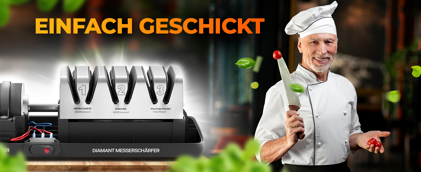 Електричний точило для ножів Diamant TG2202 - 3 фази, 15 градусів, з магнітним збирачем стружки