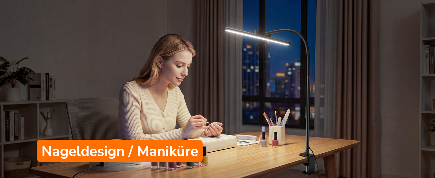 LED Настільна лампа Lepro 11W з кліпсою, диммер, 5 режимів яскравості та колірної температури, гнучкий регульований світильник для дому та офісу, чорна