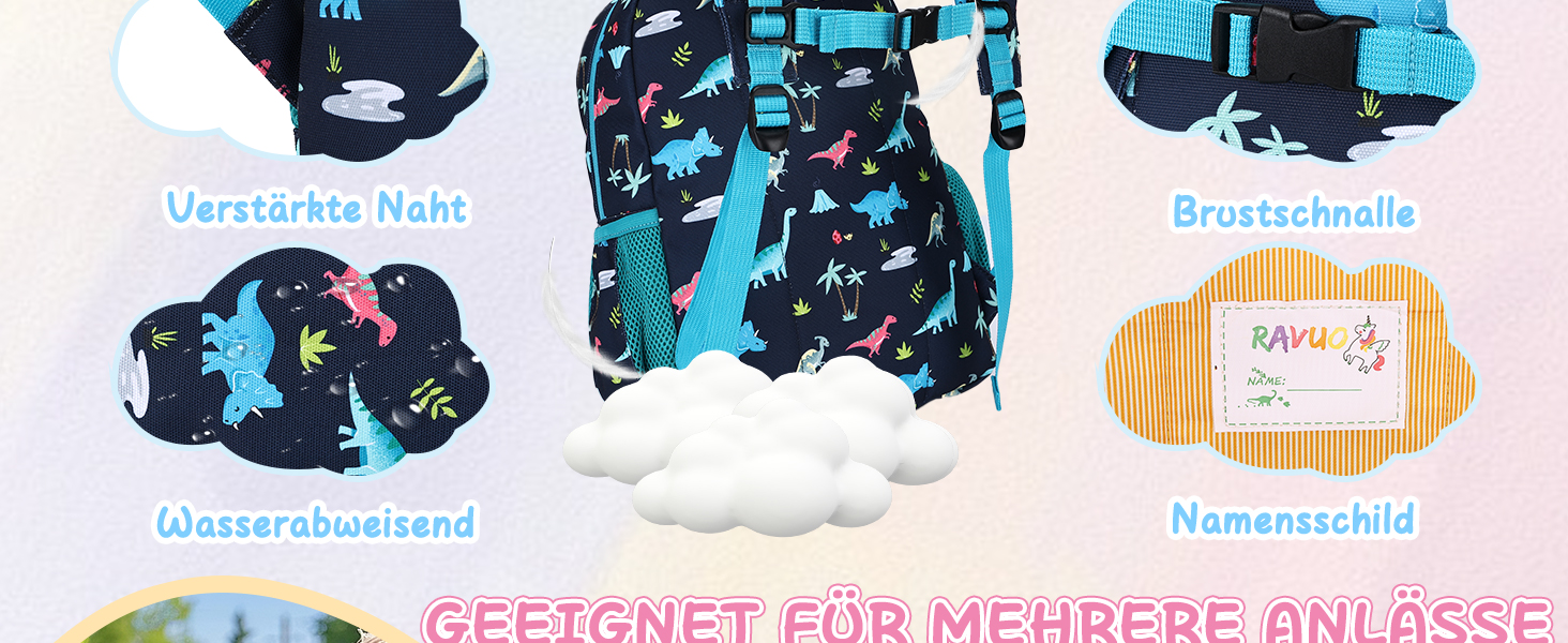 Дитячий рюкзак RAVUO для дівчаток та хлопчиків, шкільний рюкзак з нагрудним ремінцем, милий рюкзак з єдинорогом/динозавром для дітей 3-8 років, рюкзак для дошкільнят/1 класу, рюкзак з метеликом