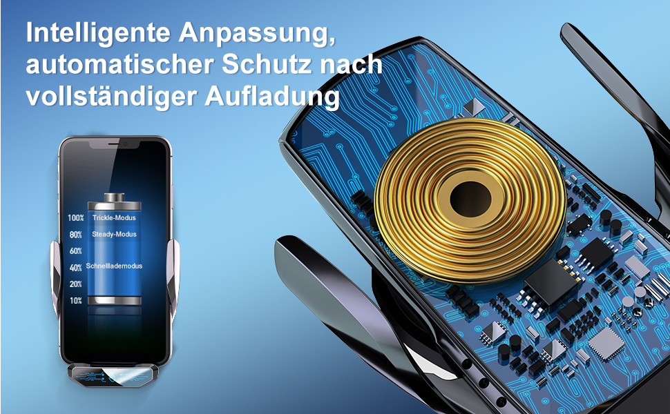 Автомобільний бездротовий зарядний пристрій AmazeFan 15W Qi з тримачем для телефону, чорний