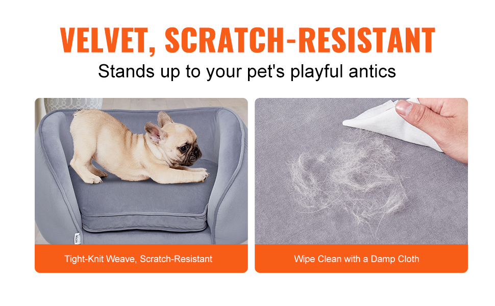 Крісло-лежанка для домашніх тварин VEVOR, лежанка для собак та котів, м'яка велюрова лежанка, витримує до 30 кг, сірий колір, розмір King (британський стандарт)