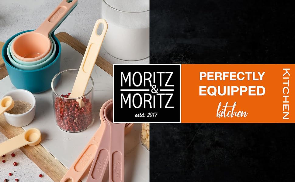 Набір мірних ложок Moritz & Moritz 11-TLG: 1/4 ч.л. - 1 склянка, для приготування та випікання з дітьми (кольоровий)