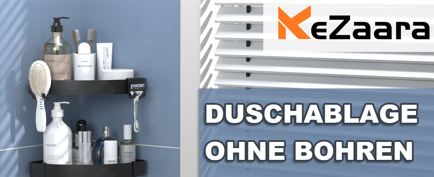 Дзеркальна поличка для душу кутова без свердління чорного кольору, 2 шт. з гачками для шампуню та мила, захист від іржі