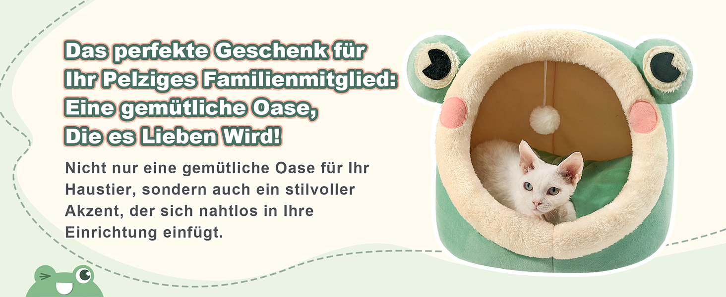 Кішечка Будиночок-Печера для Кішок, М'яке Ліжко-Печера для Кішок, Зелений, Розмір M (38x37x32 см), з Нековзним Дном та Знімним Матрацом