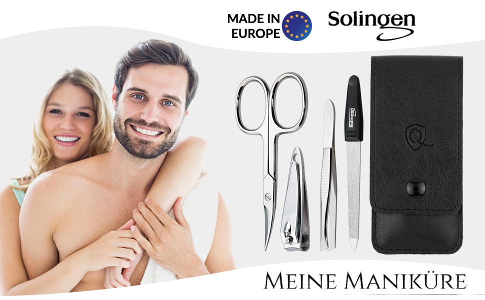 Набір для манікюру marQus 4 в 1: практичний, компактний, з пилочкою з Solingen. Ідеальний для дому, подорожей та у кишеньку. Чорний колір
