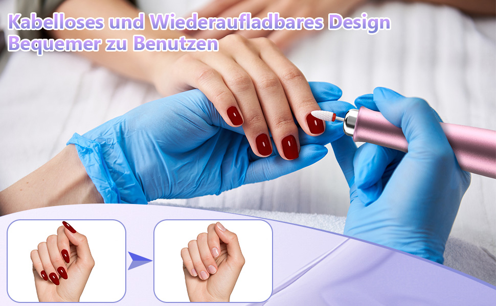 Бездротовий фрезер для нігтів 35000 об/хв - професійний набір для манікюру та педикюру, електрична машинка для гелю та акрилу, рожевий