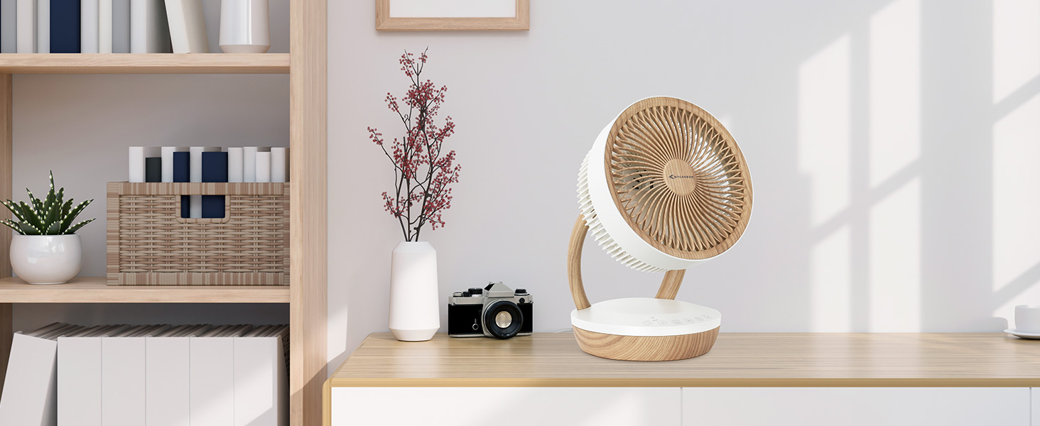 Вентилятор настільний MYCARBON FS05-DC: тихий, 8 швидкостей, 1850 м³/год, ECO-режим, 3D-циркуляція повітря, таймер 8 годин для спальні/офісу