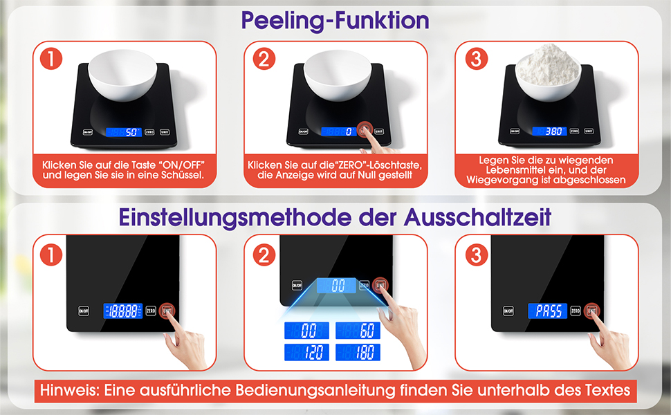 Кухонні ваги цифрові 15 кг, перезаряджувані, з LCD-дисплеєм та функцією тарування, водонепроникні, преміум-якість, чорний колір
