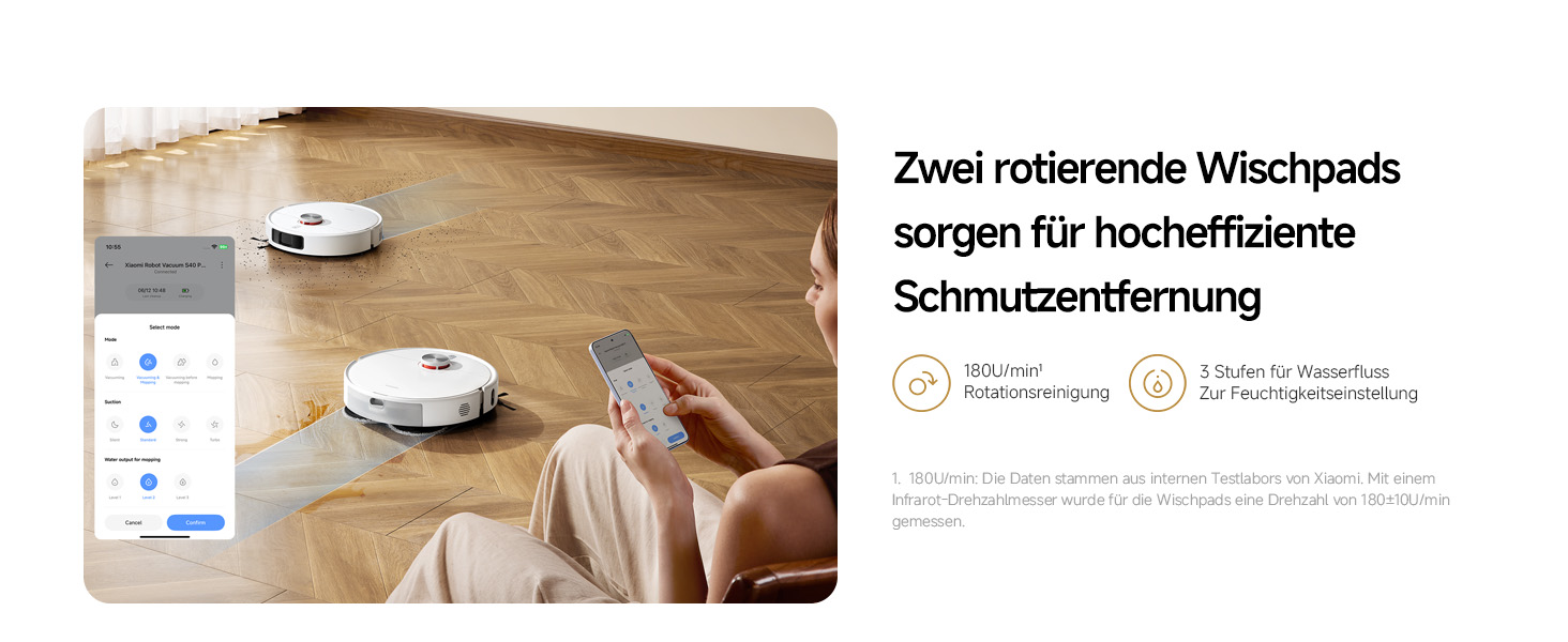 Робот-пилосос Xiaomi Vacuum S40 Pro з базою самоочищення, потужність всмоктування 10 000 Па