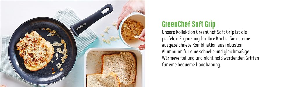GreenChef Diamond Soft Grip Frying Pan with Non-Stick Coating, 30cm, PFAS-free, Induction, Dishwasher-safe, Black Frying Pan 30cm Frying Pan