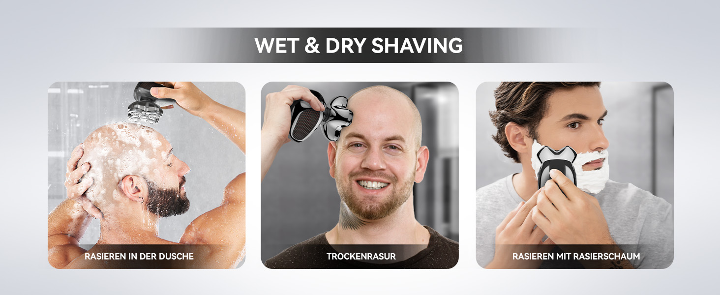 Електричний голєний апарат MAXGROOM для чоловіків, вологостійкий, для сухого та вологого гоління, 5D-головка, USB-C зарядка, LED-індикатор заряду, чорний