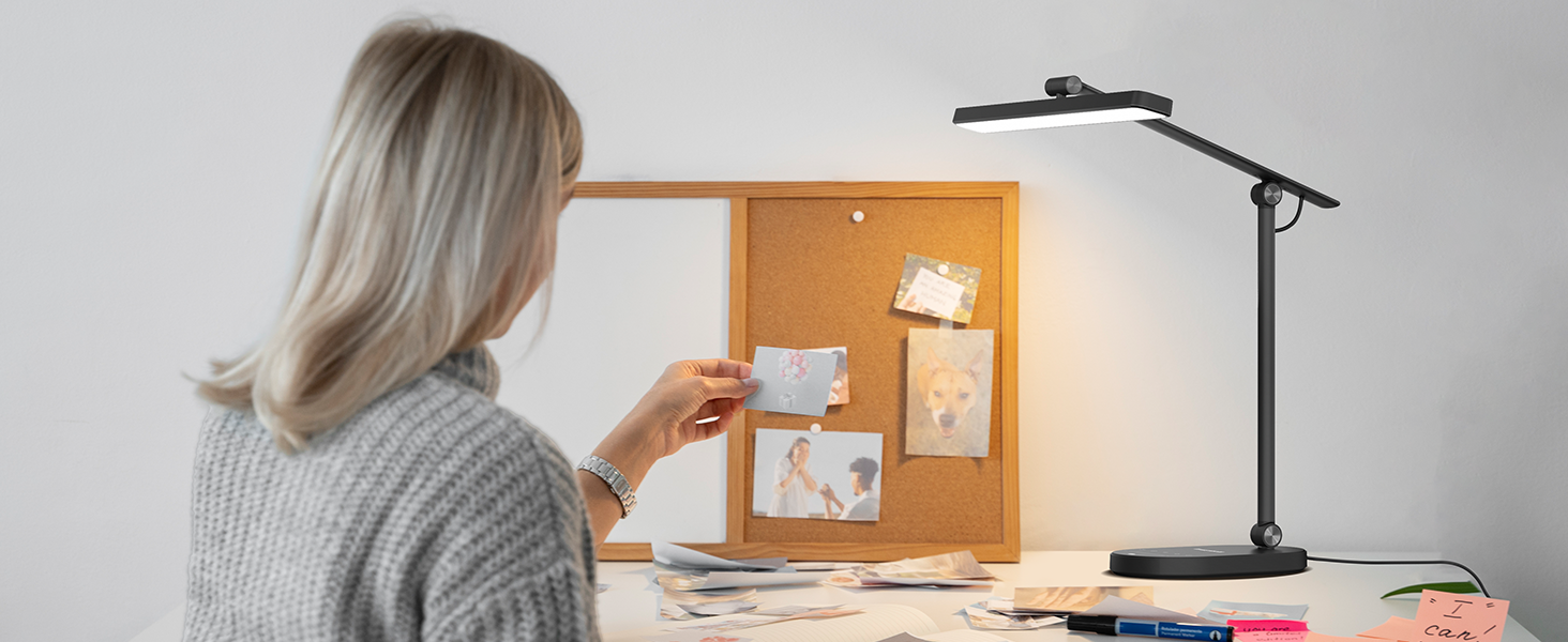 Настільна LED лампа Honeywell H4 Sunturalux - Офісна лампа з диммером, 3 режими кольору, 5 рівнів яскравості, таймер, сенсорне управління, сірий (чорний)