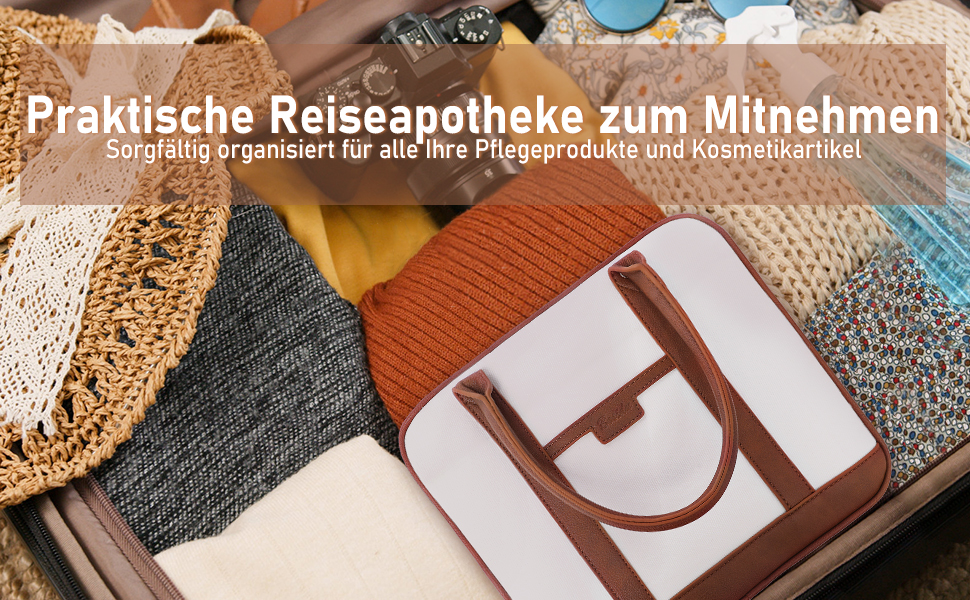 Косметичка для подорожей на підвішування з великою місткістю, 4 відділення, гачок, для жінок, P-beige