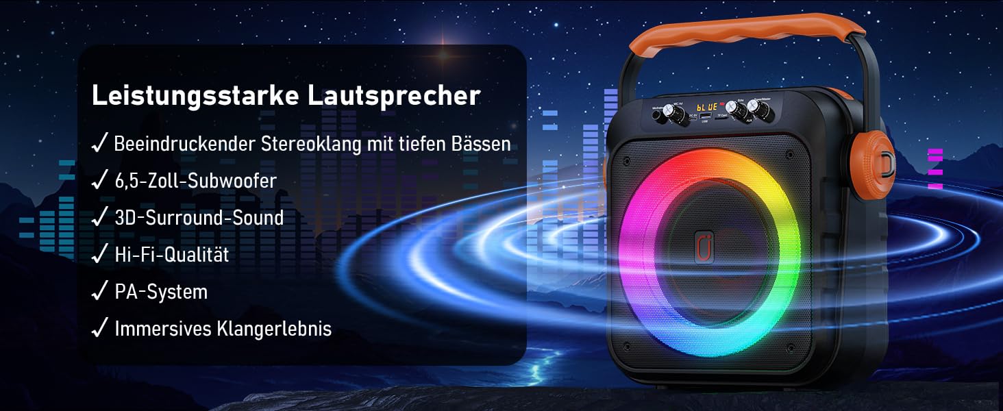 Караоке машина JYX MS80 з 2 мікрофонами, Bluetooth, LED-підсвітка