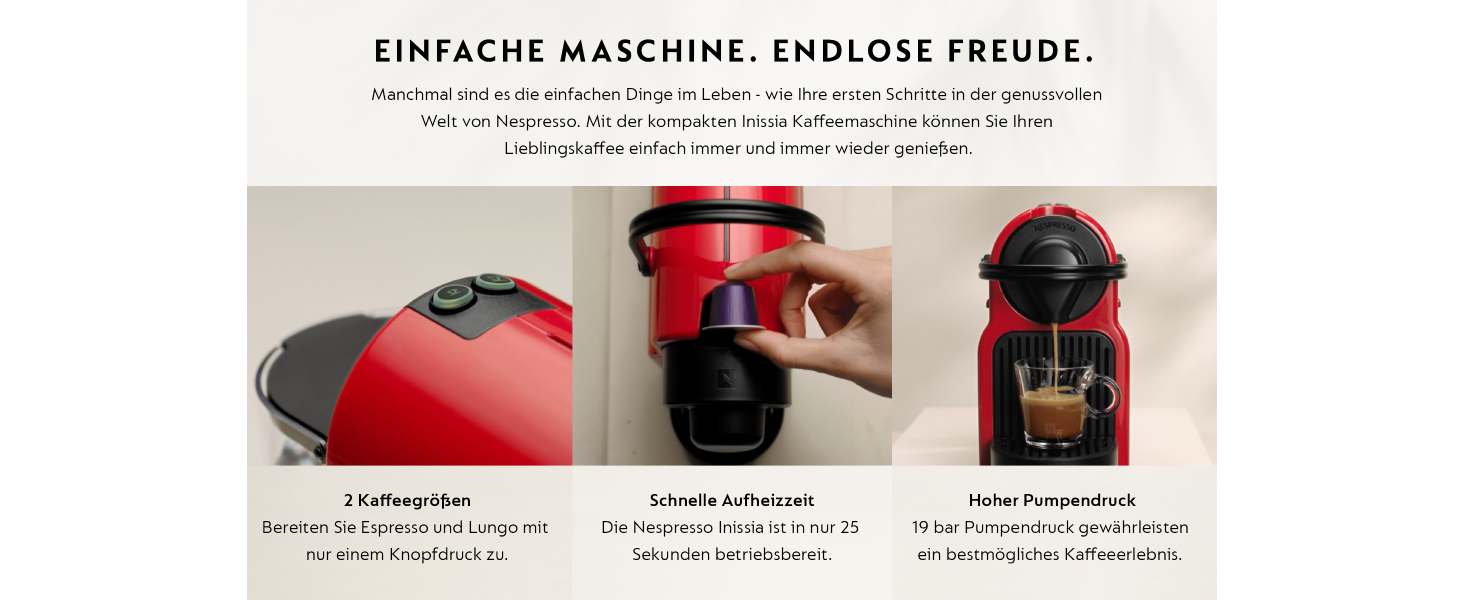 Кавомашина Nespresso Krups Inissia XN1001, білий колір, компактна, з регулюванням об'єму кави, автоматичний викид капсул, об'єм резервуару 0.7 л