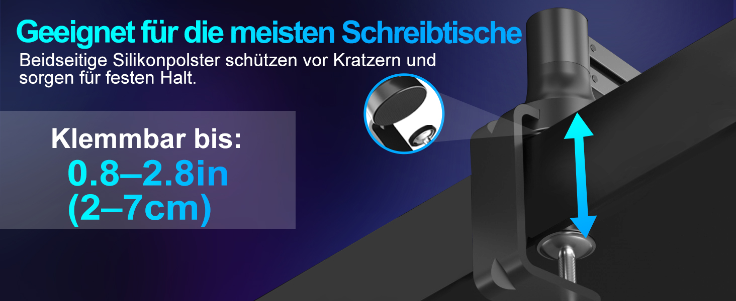 Низькопрофільний мікрофонний важіль, міцний тримач для мікрофону з кріпленням до столу 7 см, адаптери 3/8' та 5/8', для Blue Yeti, подкастів, геймінгу, вантажопідйомність до 2 кг, чорний