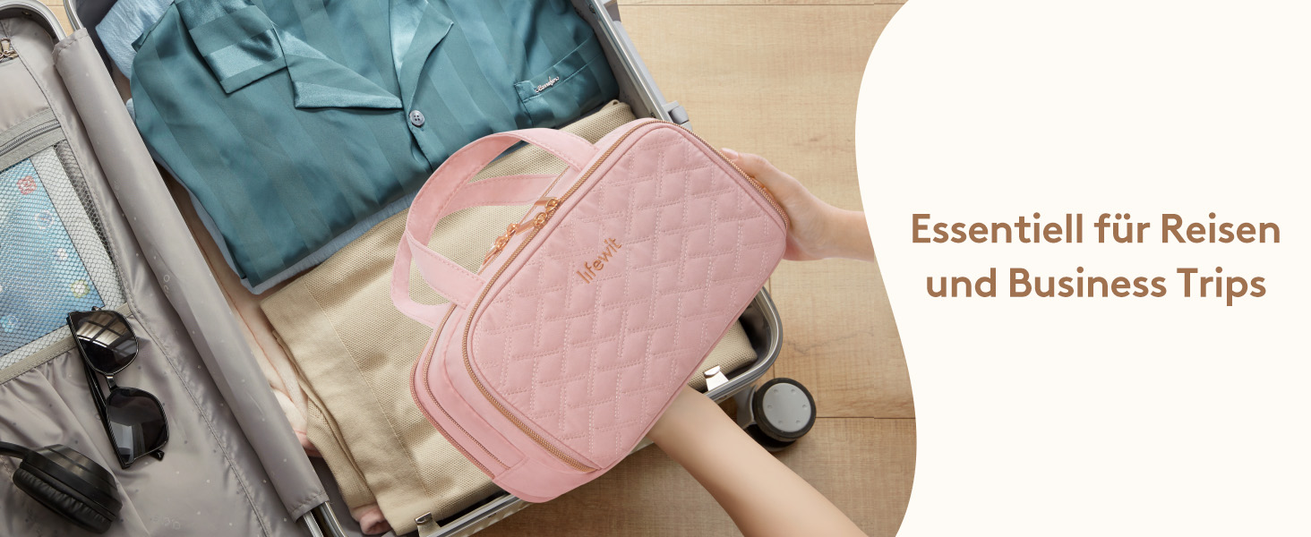 Lifewit Косметичка для подорожей 5L, Водовідштовхувальна, з відділенням для мокрого, Рожева