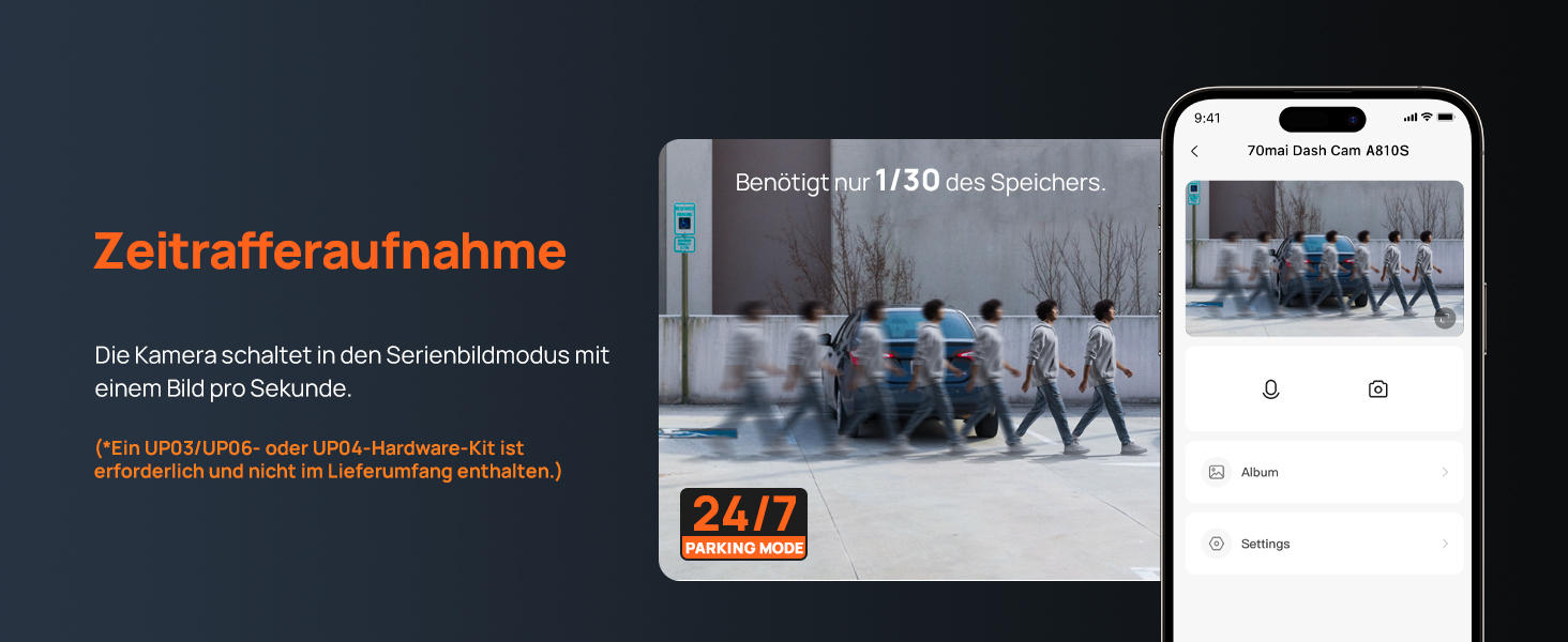 Автомобільний відеореєстратор 70mai A810S 4K HDR Dual Dashcam (передня та задня камери), Sony STARVIS 2 IMX678, Night Owl Vision, 4G LTE, ADAS, паркування 24/7, WiFi, 128GB Micro SD