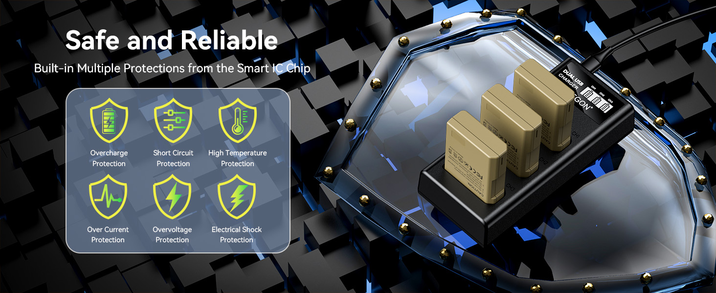 Запасний акумулятор ENEGON EN-EL14/EL14a (2 шт.) та смарт-LED зарядний пристрій Dual USB для Nikon DSLR D3100, D3200, D3300, D3400, D3500, D5100, D5200, D5300, D5500, D5600, DF, Coolpix P7000, P7100, P7700, P7800 (2 акумулятори + зарядний пристрій)