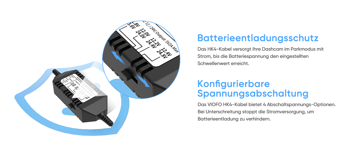 Кабель живлення VIOFO HK4 Hardwire Kit для відеореєстраторів A329, A119M, A229 (Type-C) з режимом паркування та захистом від розрядження акумулятора