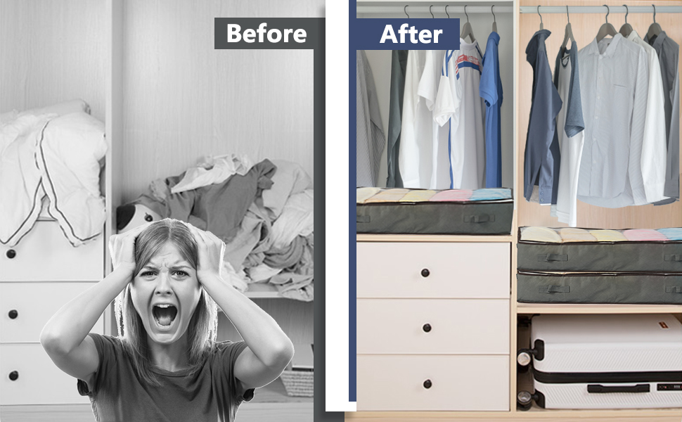 Коробки для зберігання під ліжком MIXC, 4 шт., 100 л, з кришкою, 100x50x18 см. Організація та зберігання постільної білизни, ковдр та одягу