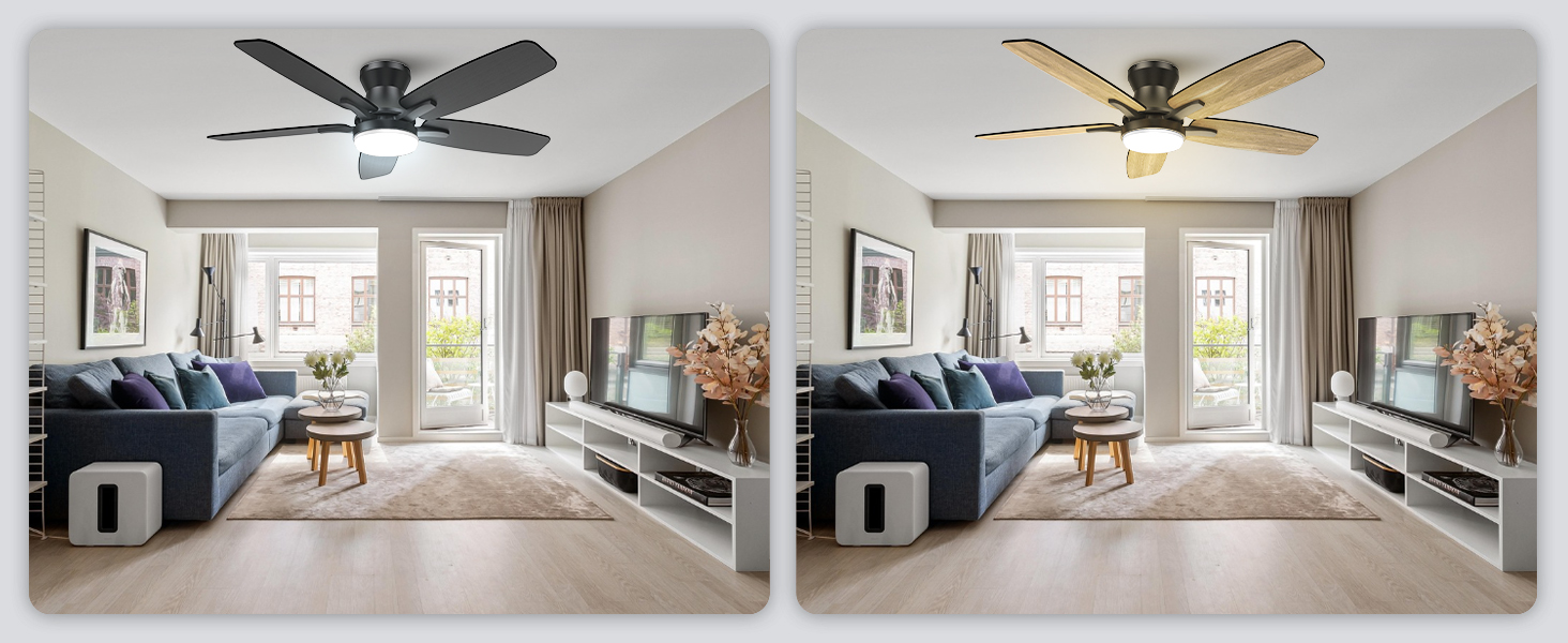 Стелянка-вентилятор 106 см з підсвічуванням, двосторонні лопаті, тихий, з пультом, LED лампа для спальні/вітальні, DC мотор, колір темне дерево