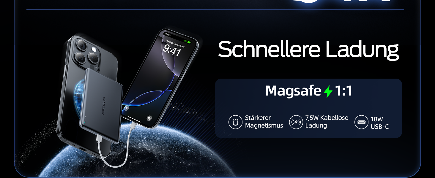 Power Bank MOVESPEED MagSafe 5000mAh Space Grau - Бездротовий зарядний пристрій для iPhone