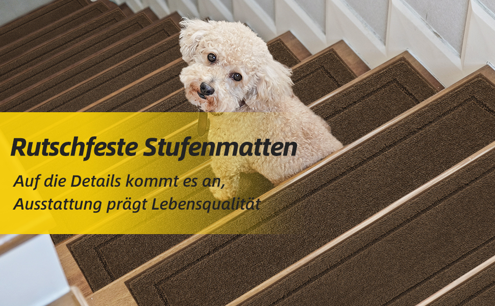 Килимок на сходи JSEI, антиковзаючий, набір з 15 шт., 20.3 x 76.2 см, машинного прання, самоклеючий, для дітей, літніх людей та домашніх тварин, 100% поліестер, TPE-підкладка, темно-сірий