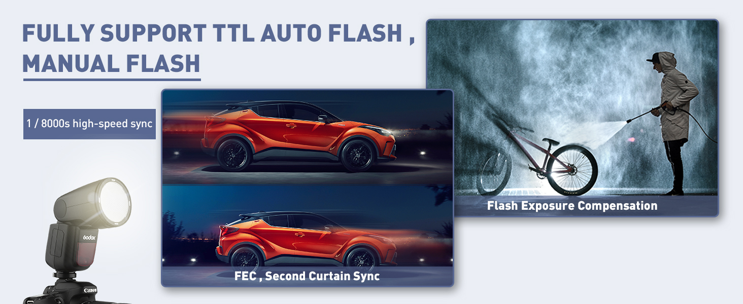 Godox V1-S: Швидкий спалах для камери Sony з Li-Ion акумулятором 2600 mAh, HSS 1/8000, 76W