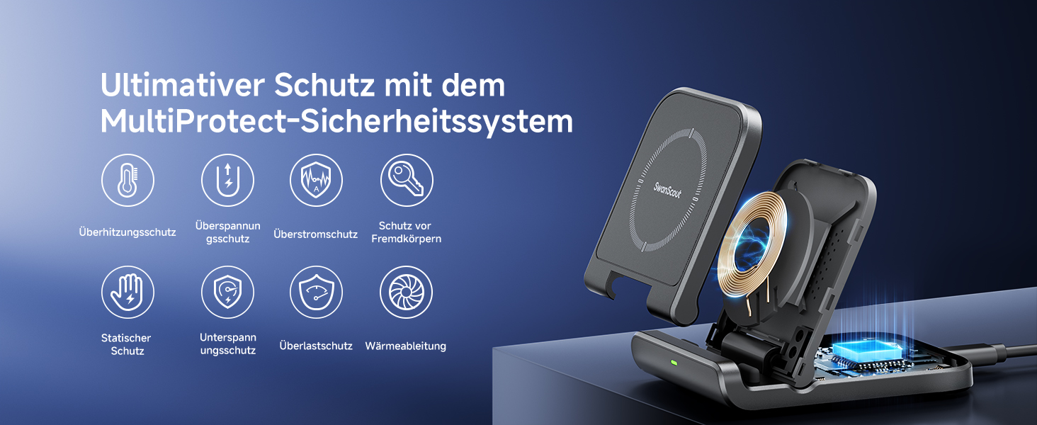 Бездротова зарядка SwanScout для Samsung Galaxy Z Flip 7/7 FE, 6/5/4/3 та Moto Razr 60/50/40 (Ultra), SwanScout 501S (чорний)