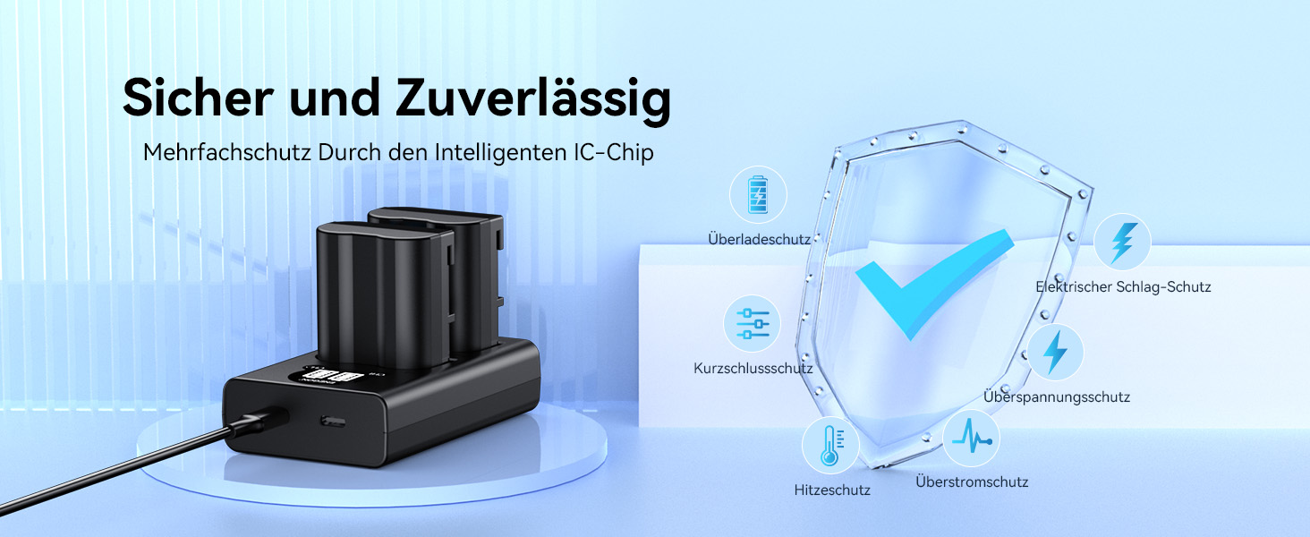 Акумулятори EN-EL15 (2 шт) та зарядний пристрій Dual LED USB для Nikon Z6, Z7, Z8, D7500, D7000, D850 та ін.