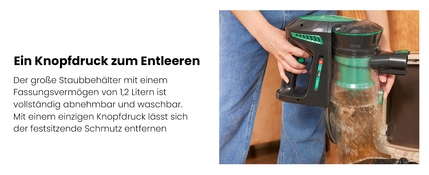 Бездротовий пилосос Vactidy Blitz V8: акумуляторний, 25KPa, 35 хв роботи, для твердих підлог, видаляє шерсть тварин, зелений