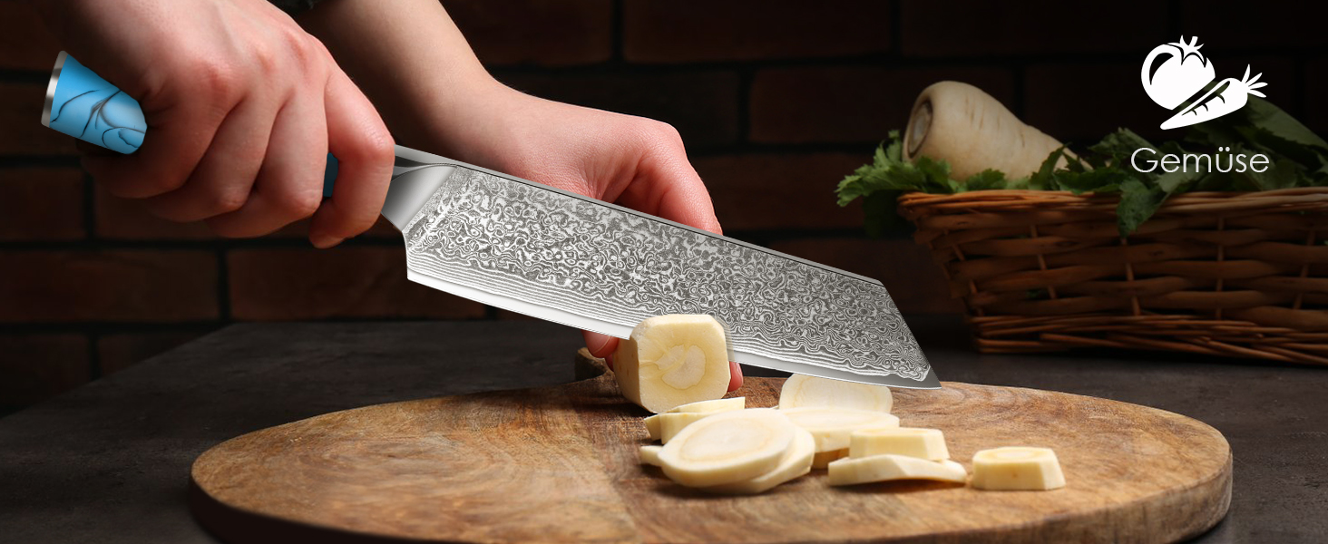 Ніж Kiritsuke з дамаської сталі для кухні, 18.8 см, VG-10, ергономічна ручка, подарункова коробка