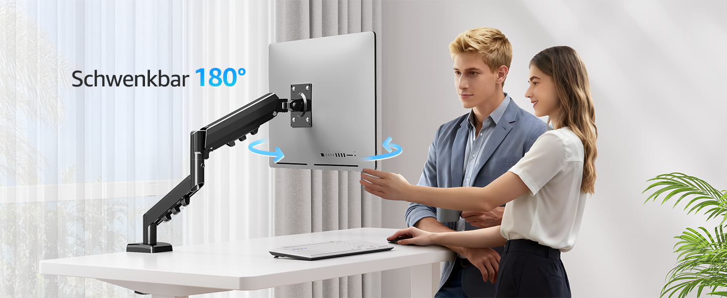 Кріплення для монітора MOUNTUP, 13-32 дюйми, 2-9 кг, VESA 75/100mm, газ-амортизатор, 360° оберт, регулювання висоти, нахил, EU8015B, Single arm