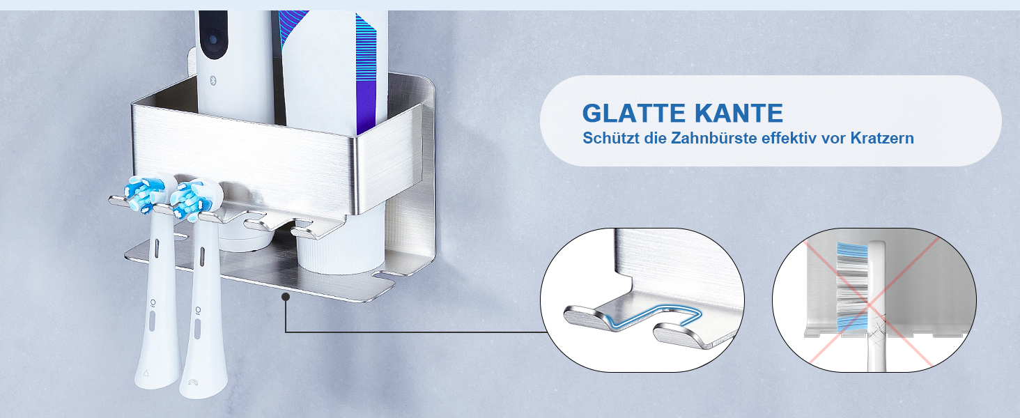 Тримач для зубних щіток настінний, для електричної зубної щітки, органайзер для насадок, срібний, без свердління