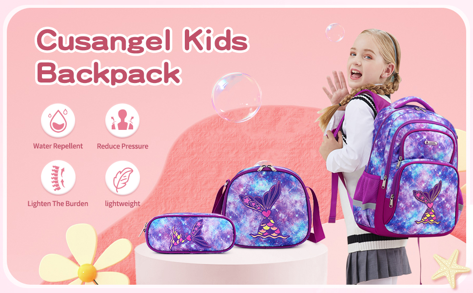 Дитячий рюкзак Cusangel для дівчаток та хлопчиків, ергономічний, регульований, водонепроникний, з нагрудним ременем - рожевий з серцем