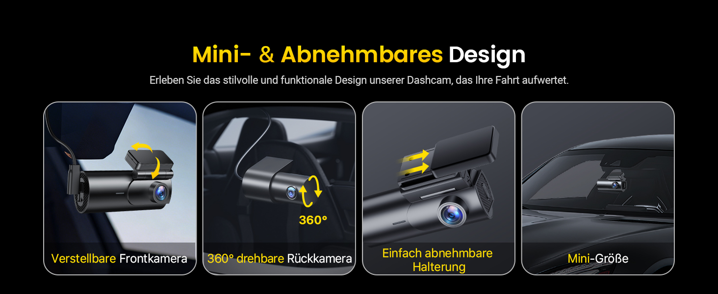 Автомобільний відеореєстратор GKU 4K+1080P (передній та задній), 5GHz WiFi, з карткою пам'яті 64GB, глянцевий чорний