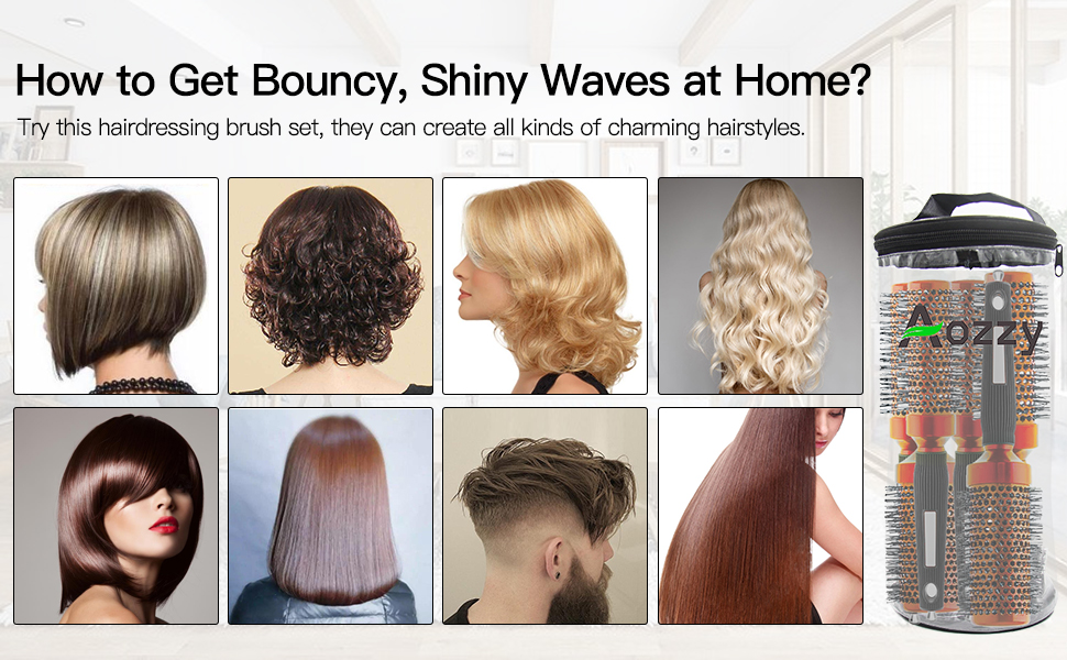 Набір для укладки волосся Haar: Кругла щітка для волосся з нейлоновим та кабановим щетиною, керамічна, антистатична, для салонного використання