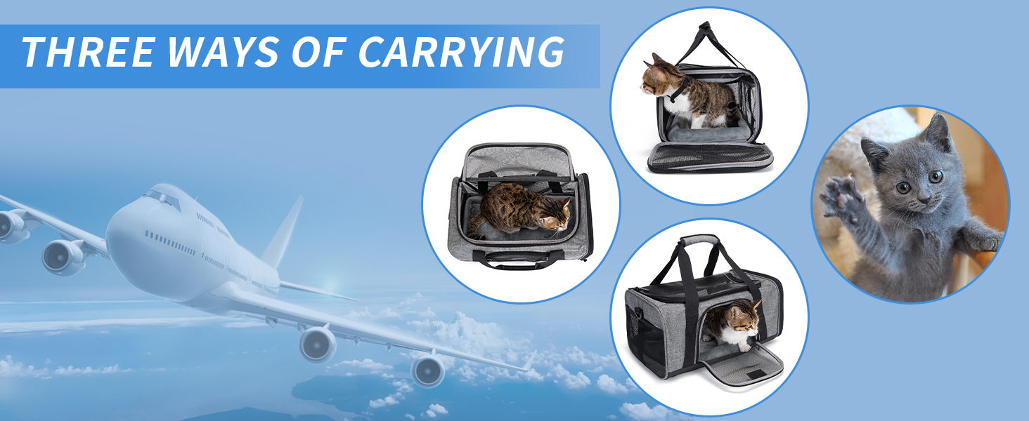 Транспортна переноска для котів та собак, складна, для авіаперельотів, сіра, 45 x 28 x 21 см