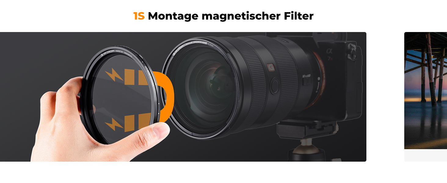 Фільтр ND K&F Concept 82mm Магнітний Змінний Градуйований (ND8-128) з Адаптером, Nano-Xcel