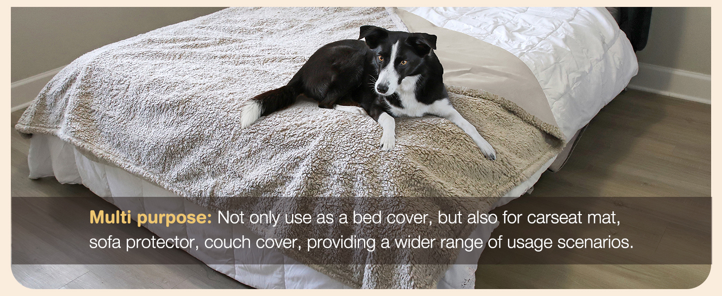 Водонепроникний коврик для собак та котів, миючий, захисний коврик для дивану, теплий та м'який, великий розмір 150 x 120 см, коричневий/тауп