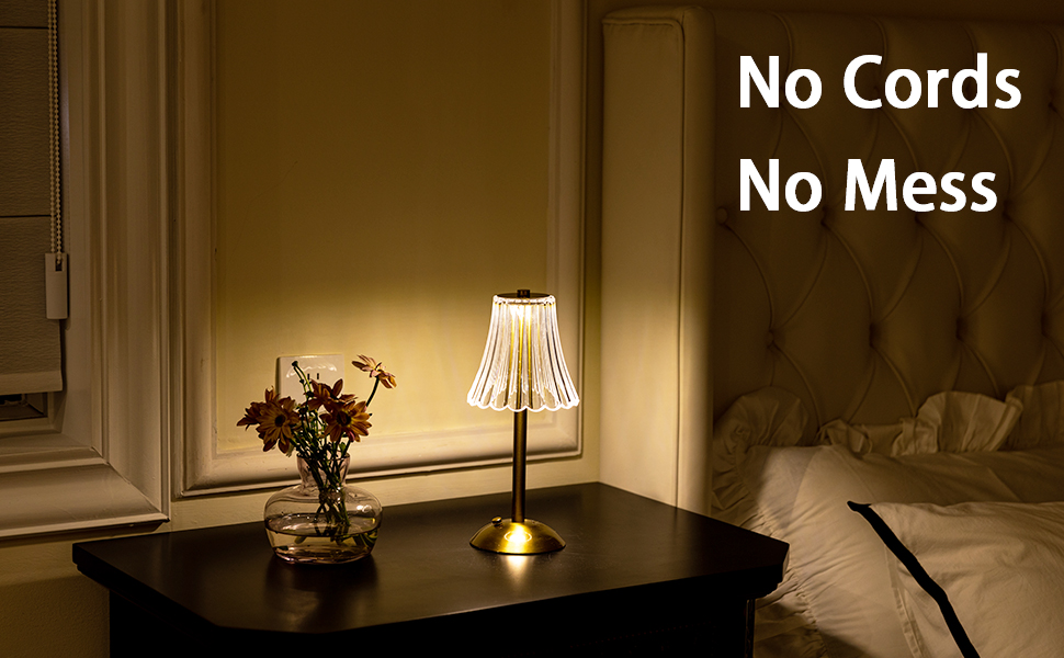 Бездротова LED-лампа настільна з акумулятором, диммер, нічна/настільна лампа для вітальні, спальні, 3 кольори, золота (квіти)