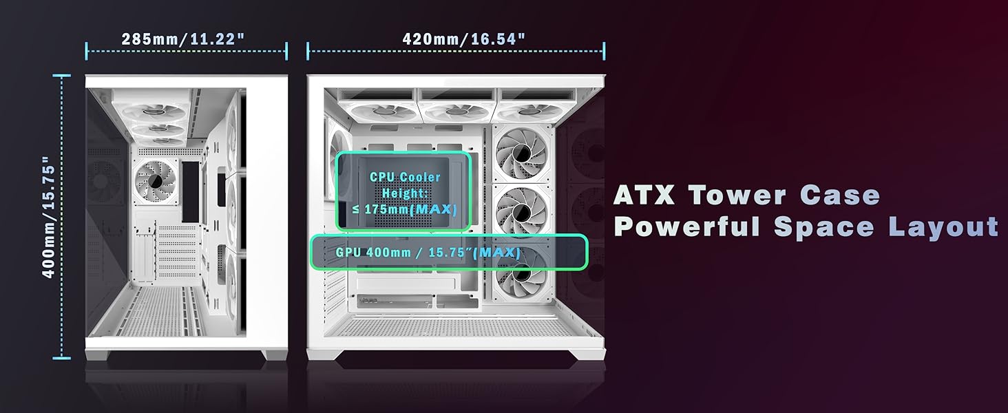Корпус ПК KEDIERS G500 (білий) з 7 ARGB вентиляторами, Mid Tower, з подвійним загартованим склом, для геймінгу