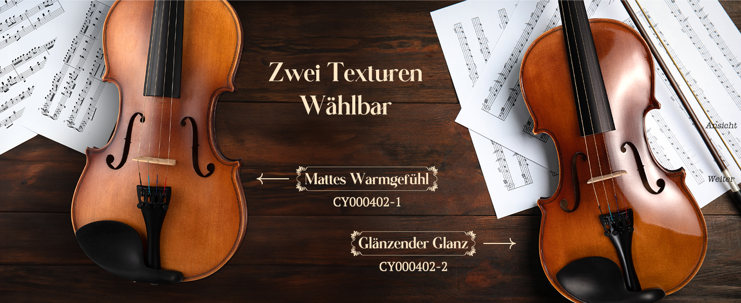 Скрипка CAHAYA з масиву дерева 4/4 матова, ручної роботи: повний набір для початківців, дорослих, учнів та дітей 12 років - скрипка з масиву дерева, футляр, підставка для плеча, тюнер, колінь