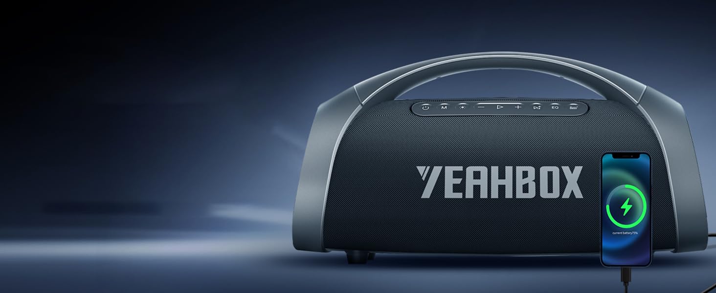 Портативна Bluetooth колонка YEAHBOX Sonic Boom Max 300W з басами, IP67, чорна