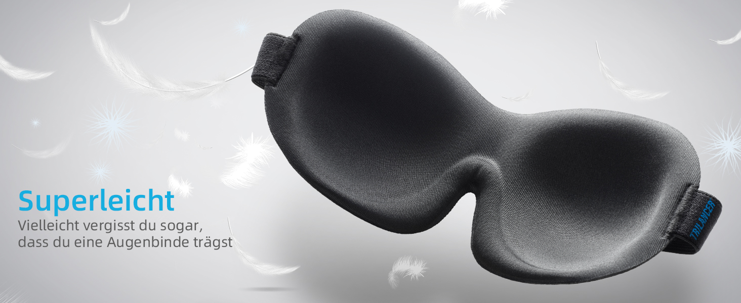 Маска для сну Trilancer 3D з Memory Foam та шумоізоляційними вкладами, для чоловіків та жінок | Абсолютна темрява